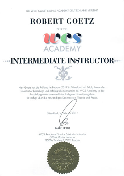 WCS Academy Certificate WCS Academy Certificate