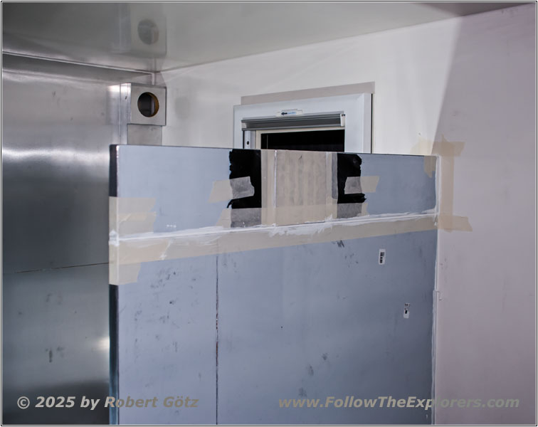 Shelter separation wall restroom and seating Shelter separation wall restroom and seating