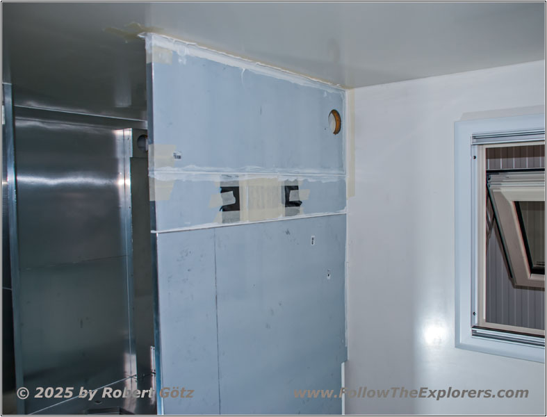 Shelter separation wall restroom and seating Shelter separation wall restroom and seating