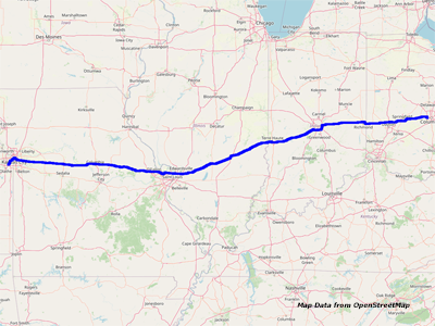 Map Columbus to Kansas City Map Columbus to Kansas City