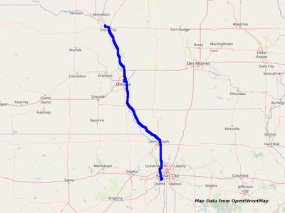Karte Kansas City nach Sioux City Karte Kansas City nach Sioux City