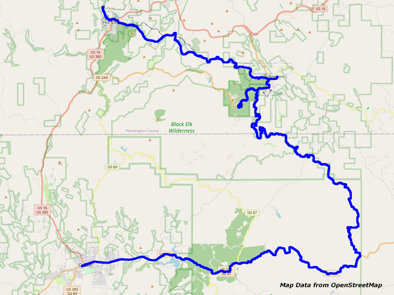 Karte Custer nach Hill City Karte Custer nach Hill City