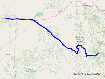 Map Custer to Gillette Map Custer to Gillette
