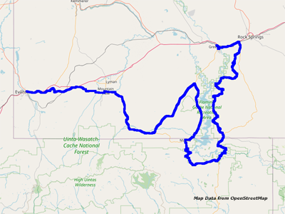 Karte Green River nach Evanston