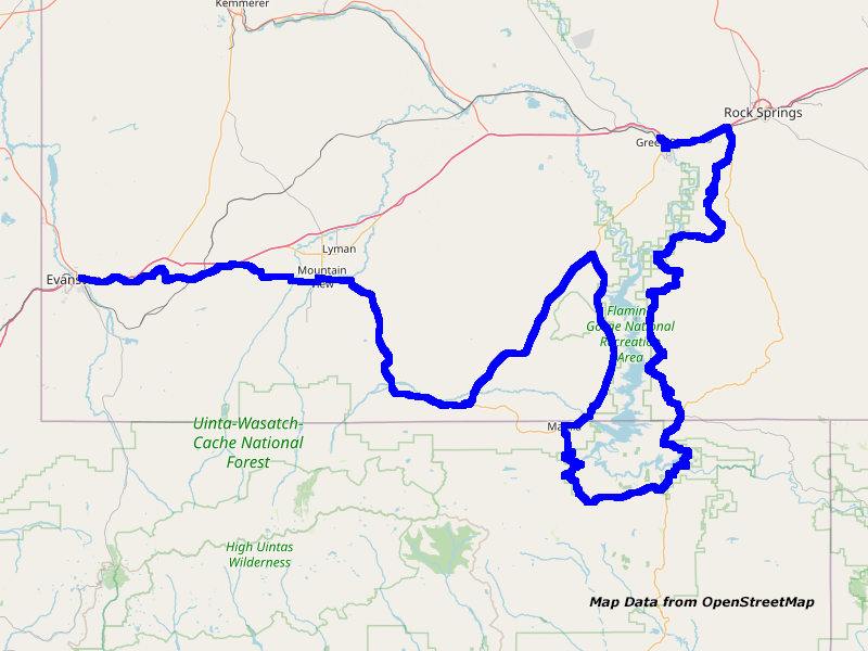 Karte Green River nach Evanston