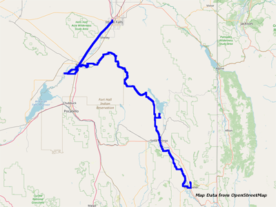 Map Montpelier to Idaho Falls