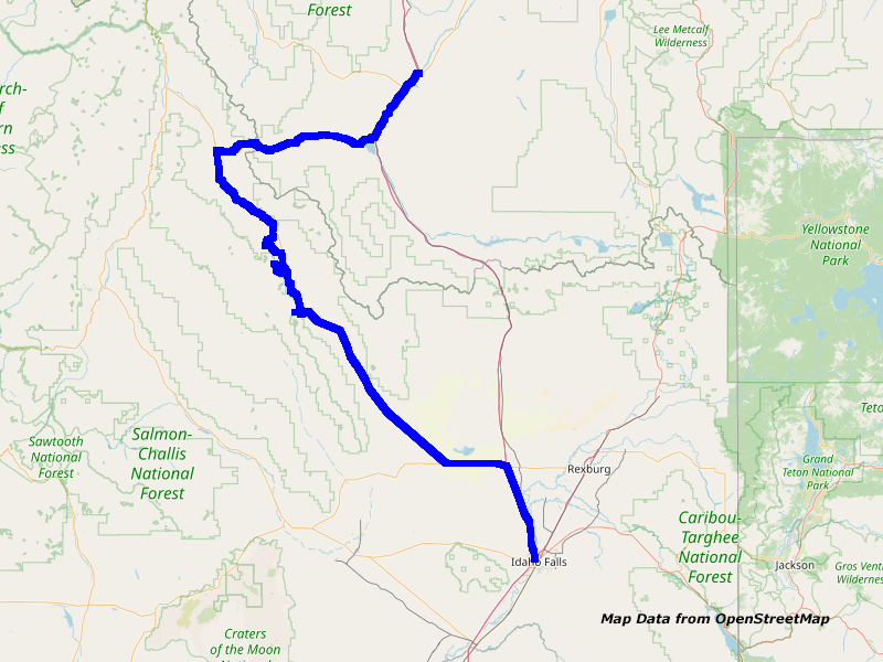 Map Idaho Falls to Dillon