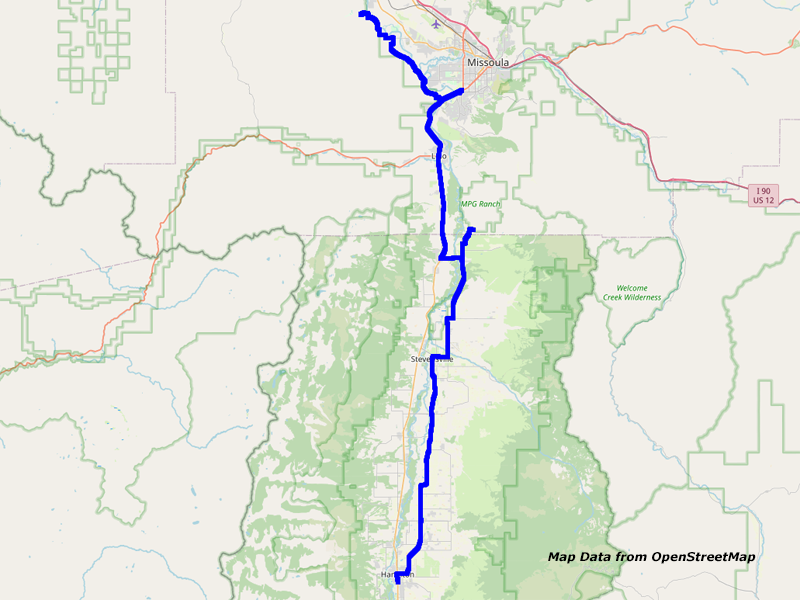 Map Hamilton to Missoula