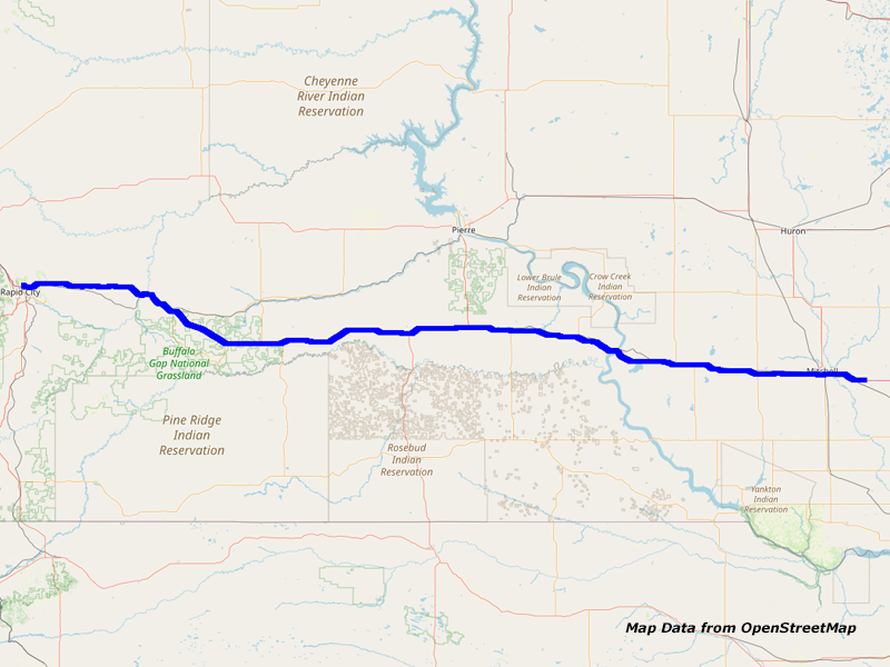 Karte Rapid City nach Mitchell Karte Rapid City nach Mitchell