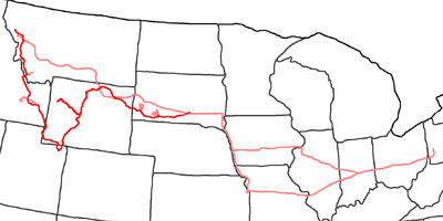 Map of first Jedediah Smith Trail