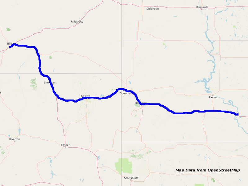 Map Chamberlain to Billings Map Chamberlain to Billings