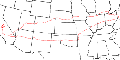 Karte siebter Jedediah Smith Trail