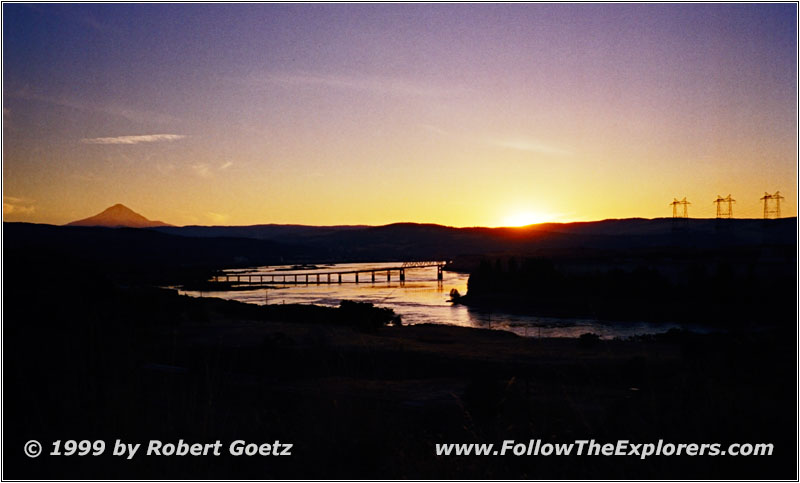 Sonnenuntergang Columbia River, The Dalles, Oregon