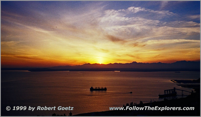 Elliott Bay vom Space Needle, Seattle, Washington