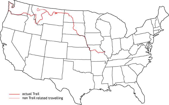Map of Lewis and Clark Trail