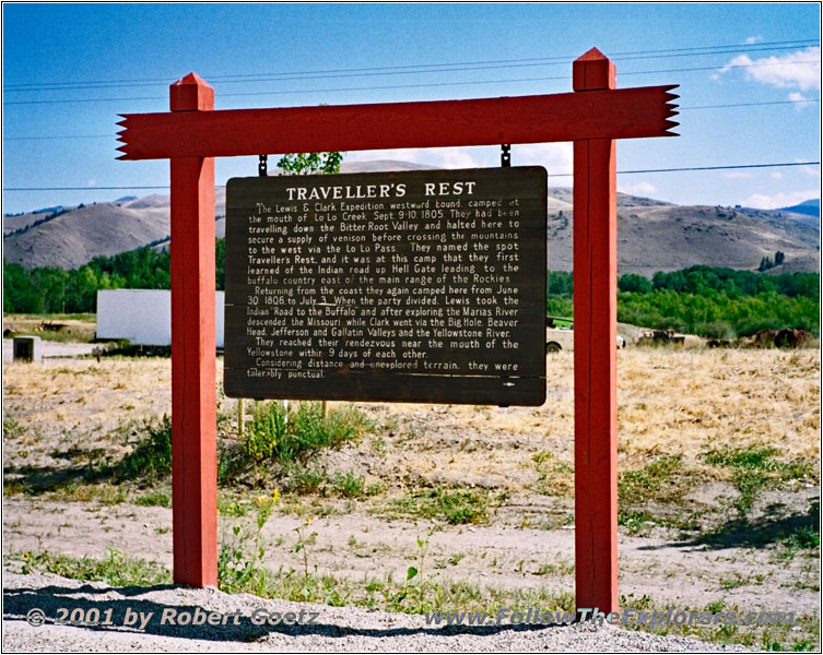 Schild Traveller’s Rest, Lolo, Montana