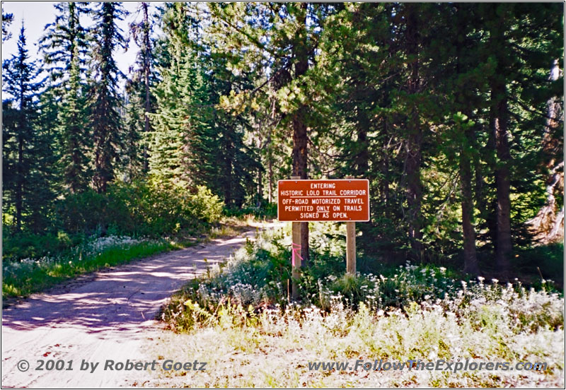 Schild Lolo Motorway, Forststraße FR500, Idaho