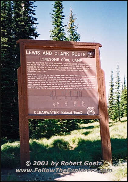 Historical Marker Lonesome Cove Camp, Lolo Motorway, FR500, ID Historical Marker Lonesome Cove Camp, Lolo Motorway, FR500, ID