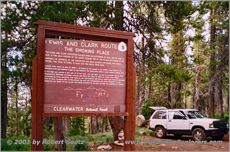 Historical Marker The Smoking Place, Second Campsite, Lolo Motorway, FR500, ID Historical Marker The Smoking Place, Second Campsite, Lolo Motorway, FR500, ID
