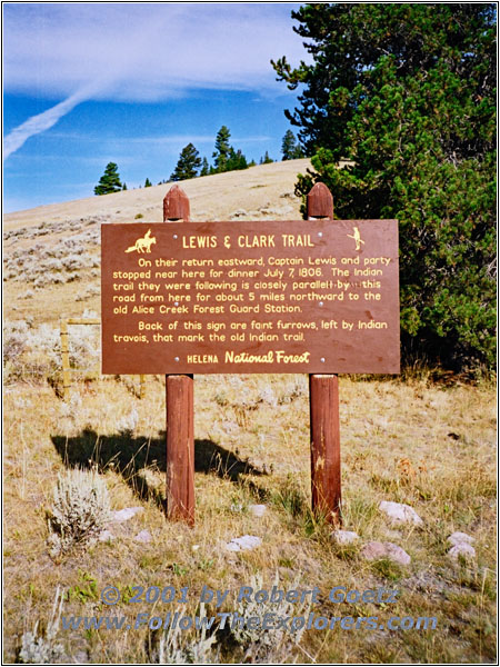 Gedenktafel, Alice Creek Road, Montana