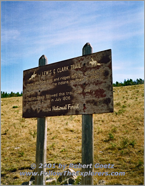 Trail Schild, Lewis & Clark Paß, Montana