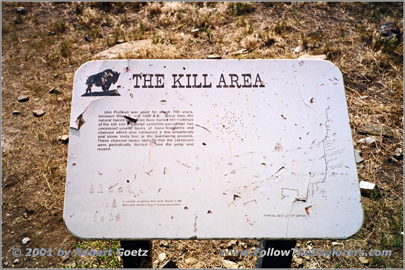 Schild Büffelsprung, Ulm Pushkin State Park, Montana