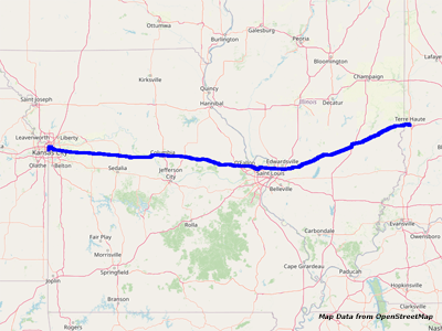 Map Terre Haute to Kansas City Map Terre Haute to Kansas City