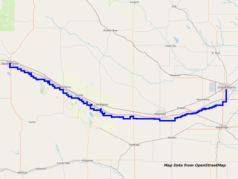 Map Grand Island to North_Platte Map Grand Island to North_Platte