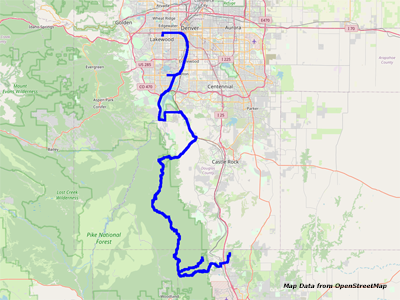 Map Denver to Monument Map Denver to Monument