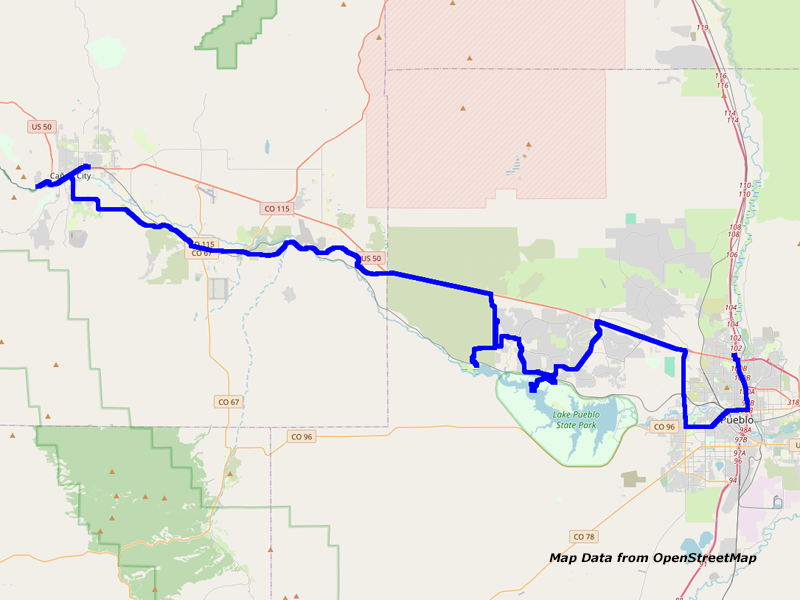 Map Cañon City to Pueblo Map Cañon City to Pueblo
