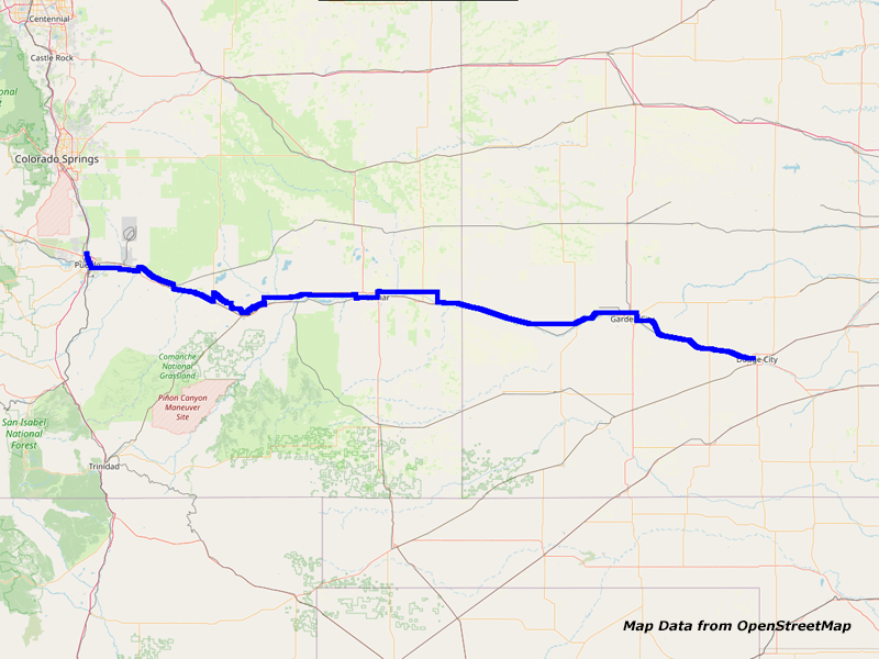 Map Pueblo to Dodge City Map Pueblo to Dodge City
