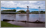 Flooded River Walk, Keeper of the Plains, Arkansas River, Wichita, KS Flooded River Walk, Keeper of the Plains, Arkansas River, Wichita, KS