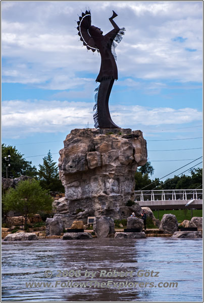 Flooded River Walk, Keeper of the Plains, Arkansas River, Wichita, KS Flooded River Walk, Keeper of the Plains, Arkansas River, Wichita, KS