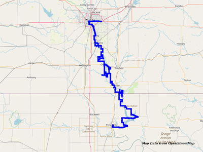 Map Wichita to Ponca City Map Wichita to Ponca City