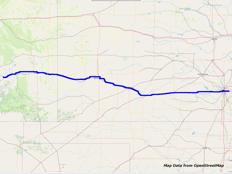 Map Wichita to La Junta Map Wichita to La Junta