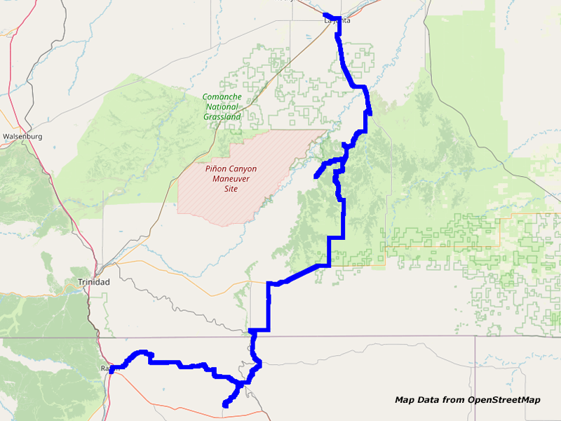 Map La Junta to Raton Map La Junta to Raton