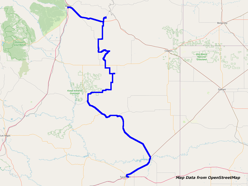 Map Raton to Tucumcari Map Raton to Tucumcari