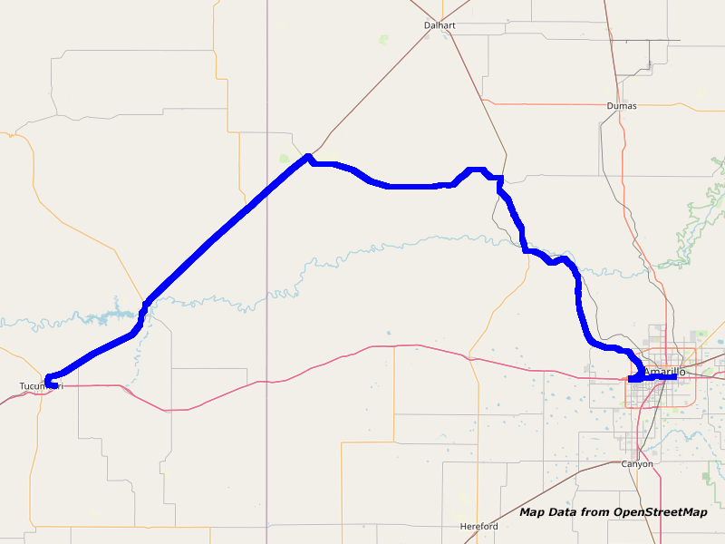 Map Tucumcari to Amarillo Map Tucumcari to Amarillo