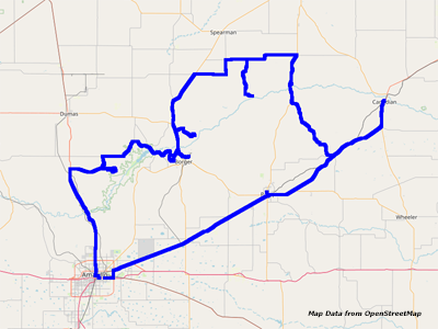 Map Amarillo to Canadian Map Amarillo to Canadian