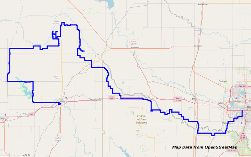 Map Clinton to Oklahoma City Map Clinton to Oklahoma City