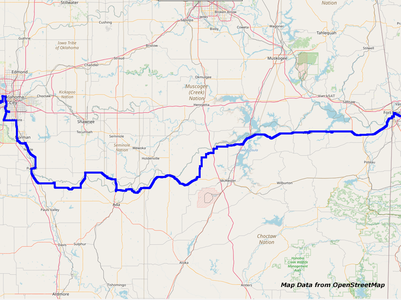 Map Oklahoma City to Ft. Smith Map Oklahoma City to Ft. Smith