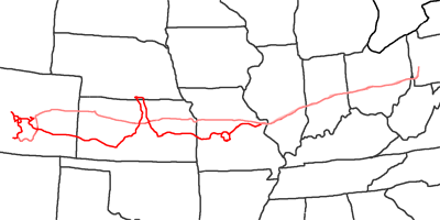 Karte Zebulon Montgomery Pike Trail zum Red River, Arkansas Teil