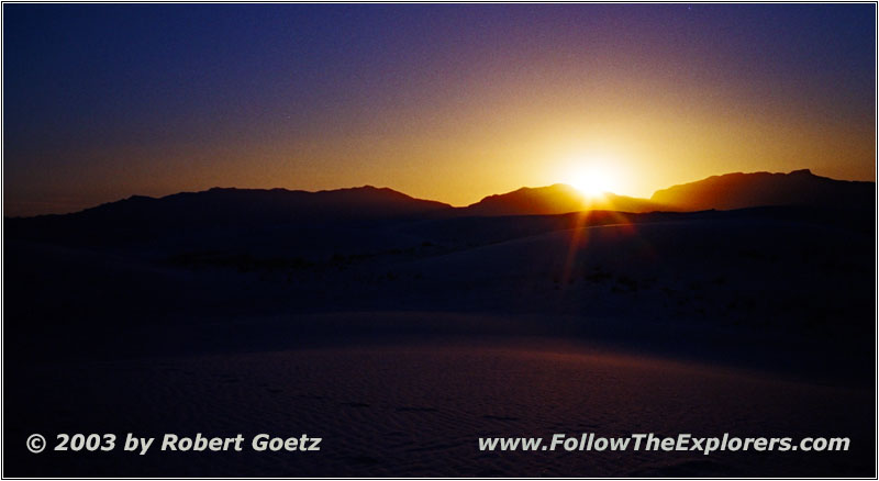 Sonnenuntergang Alkali Flat Trail, White Sands, New Mexico