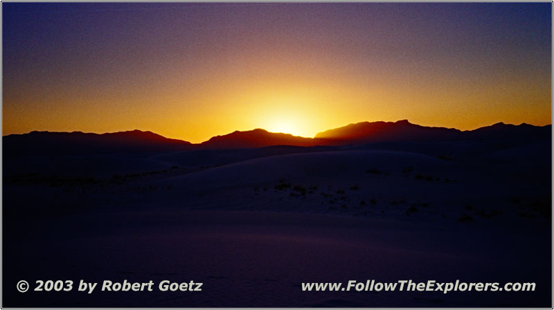 Sonnenuntergang Alkali Flat Trail, White Sands, New Mexico