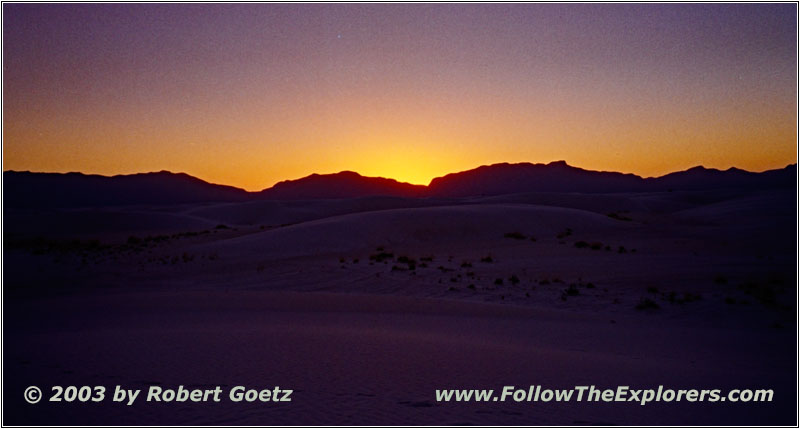 Sonnenuntergang Alkali Flat Trail, White Sands, New Mexico