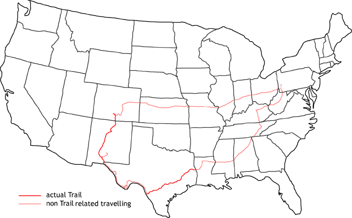 Map of Zebulon Montgomery Pike Trail to Red River, Mexico Journey