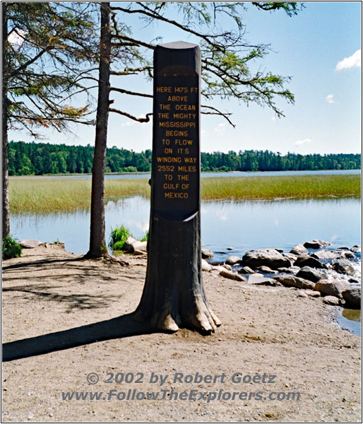 Schild Ursprung Mississippi River, Lake Itasca State Park, Minnesota Schild Ursprung Mississippi River, Lake Itasca State Park, Minnesota