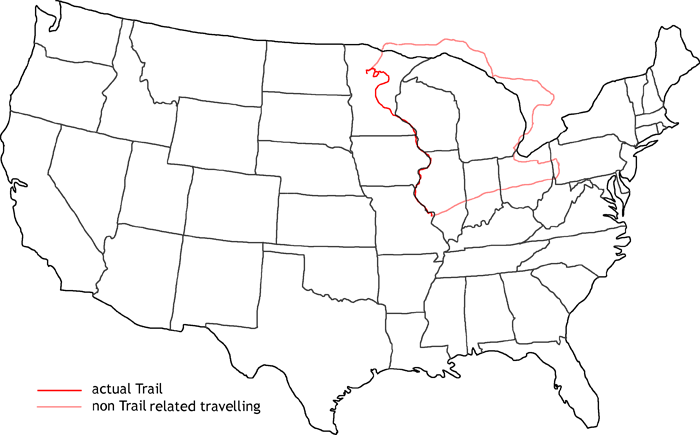 Map of Zebulon Montgomery Pike Trail to the sources of the Mississippi